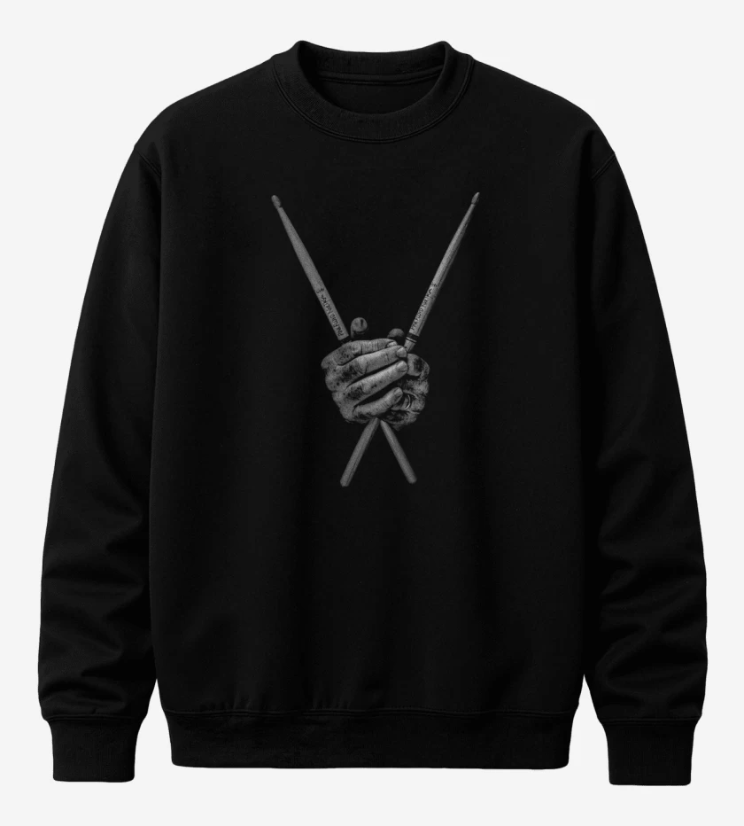 Poleron polo Negro de Manos baquetas 
