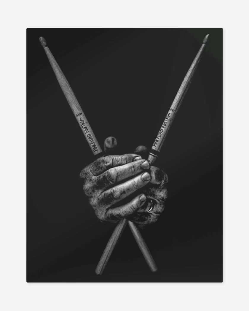 Print metalico Negro de Manos baquetas 