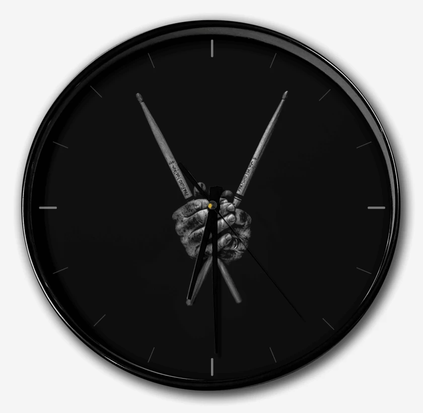 Reloj Negro de Manos baquetas 