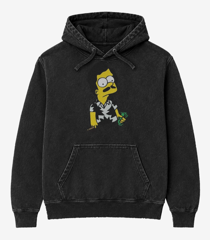 Poleron Canguro Acid Wash Negro de Escobart