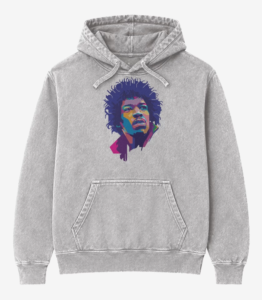 Poleron Canguro Acid Wash Gris Melange de Jimmy hendrix 