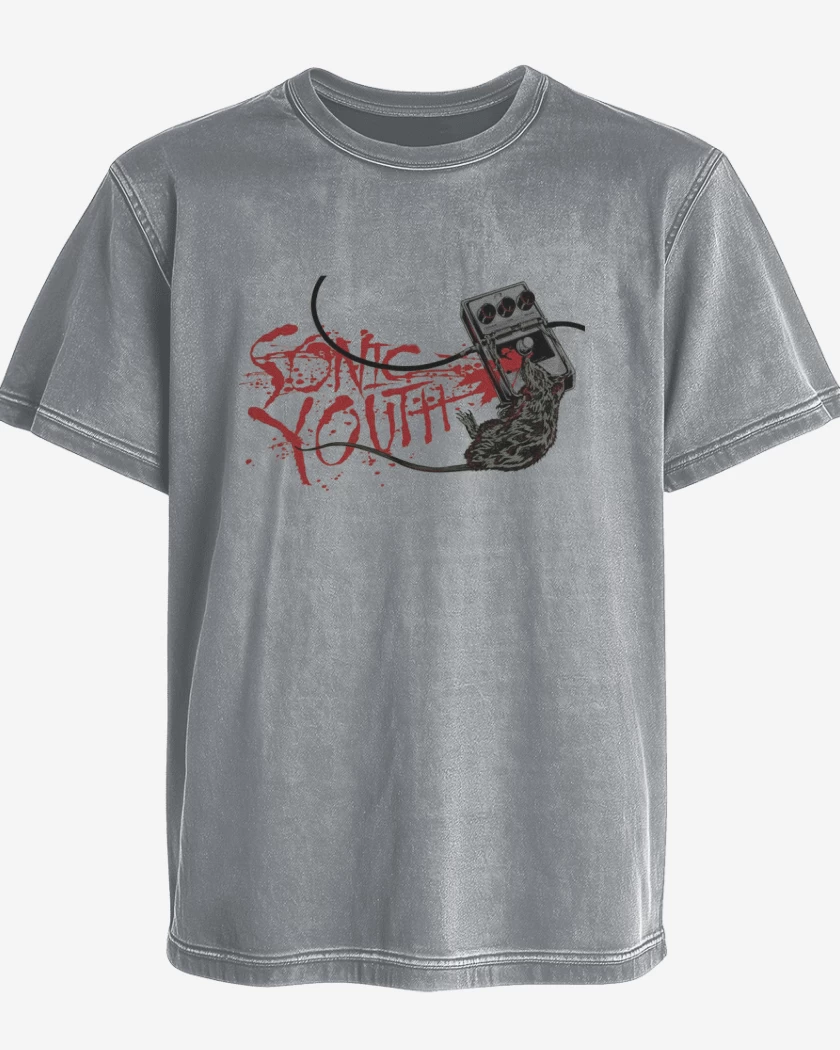 Polera desgastada Gris Melange de Sonic Youth