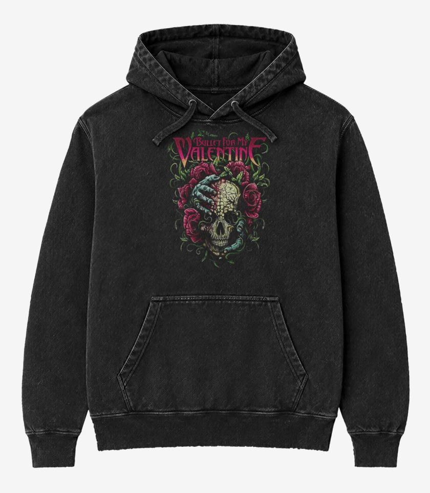 Poleron Canguro Acid Wash Negro de Bullet for my valentine