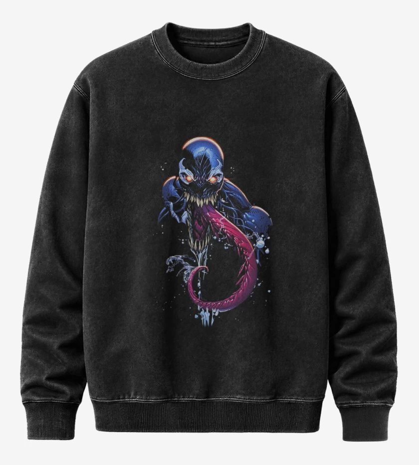 Poleron Polo Acid Wash Negro de venom 5