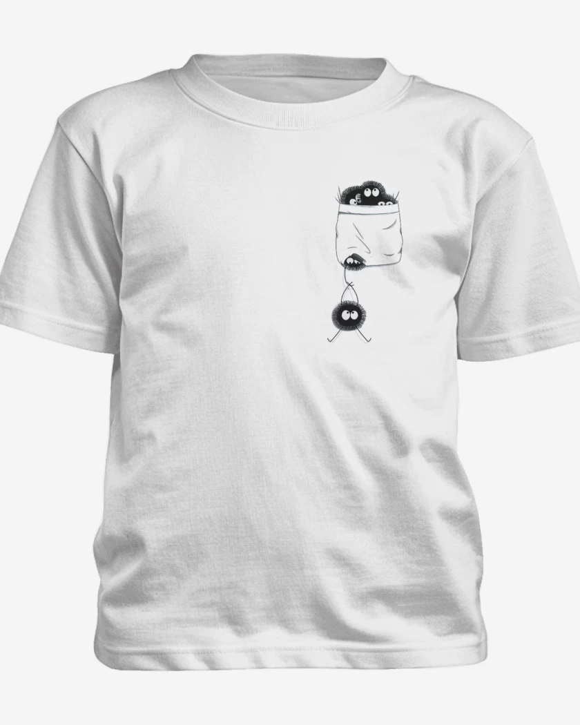 Polera de niño Blanco de Totoro bolsillo