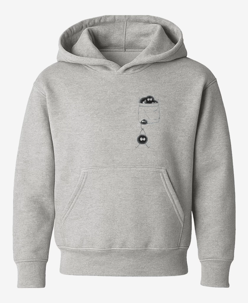 Poleron de niño Gris Melange de Totoro bolsillo