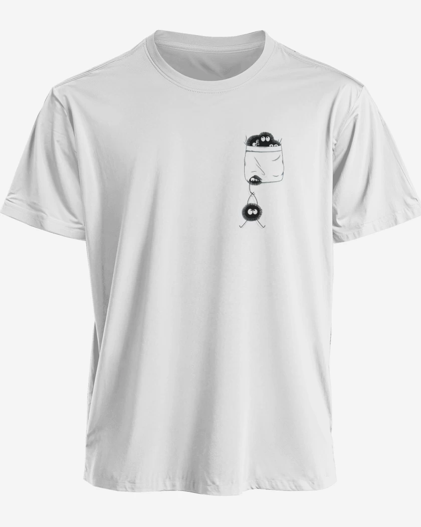 Polera premium Blanco de Totoro bolsillo