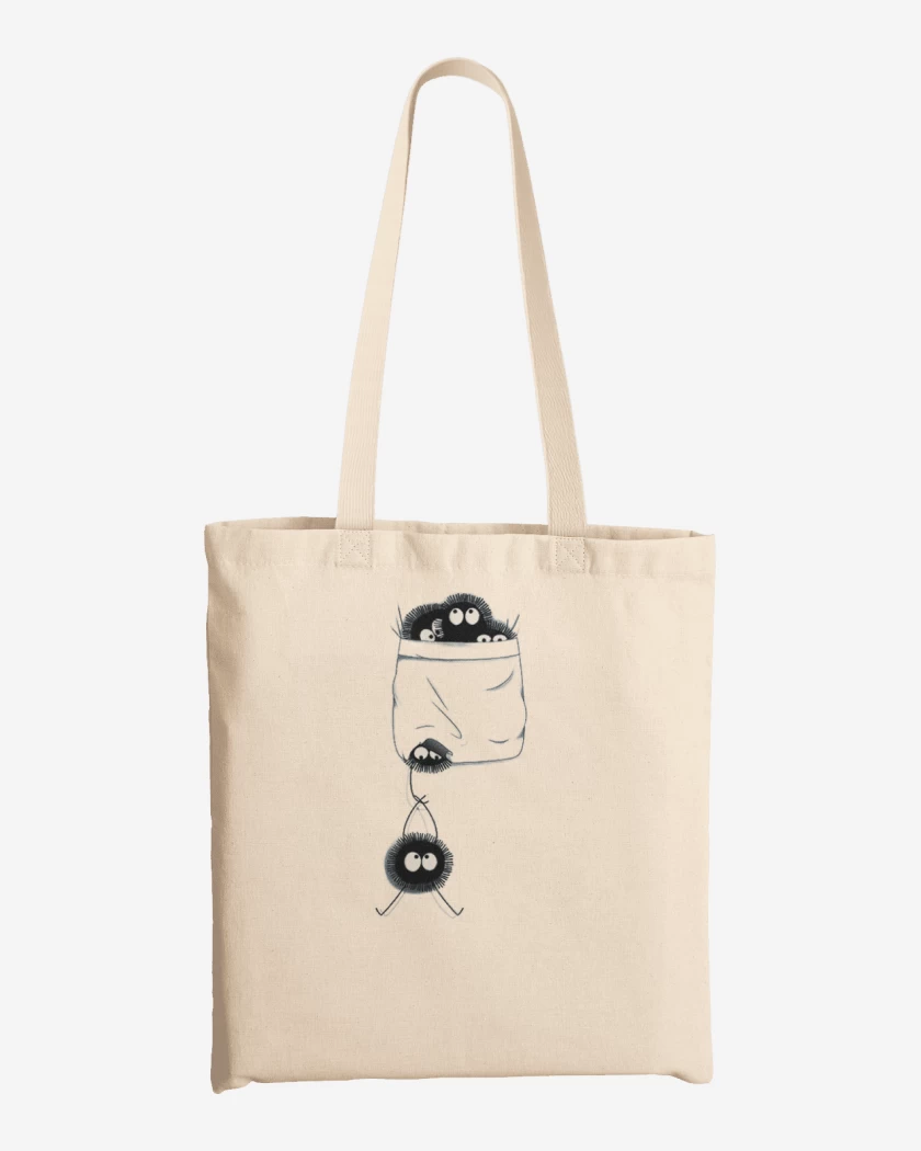 Totebag Blanco de Totoro bolsillo