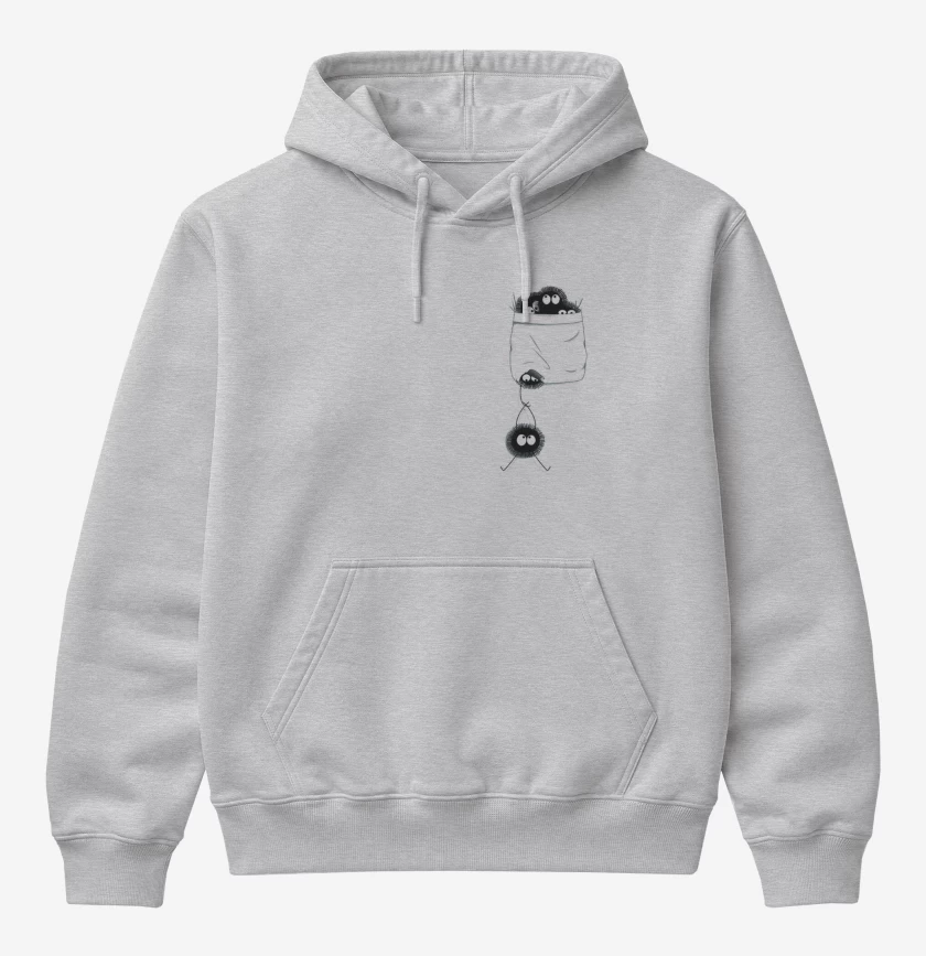 Poleron Canguro básico Gris Melange de Totoro bolsillo