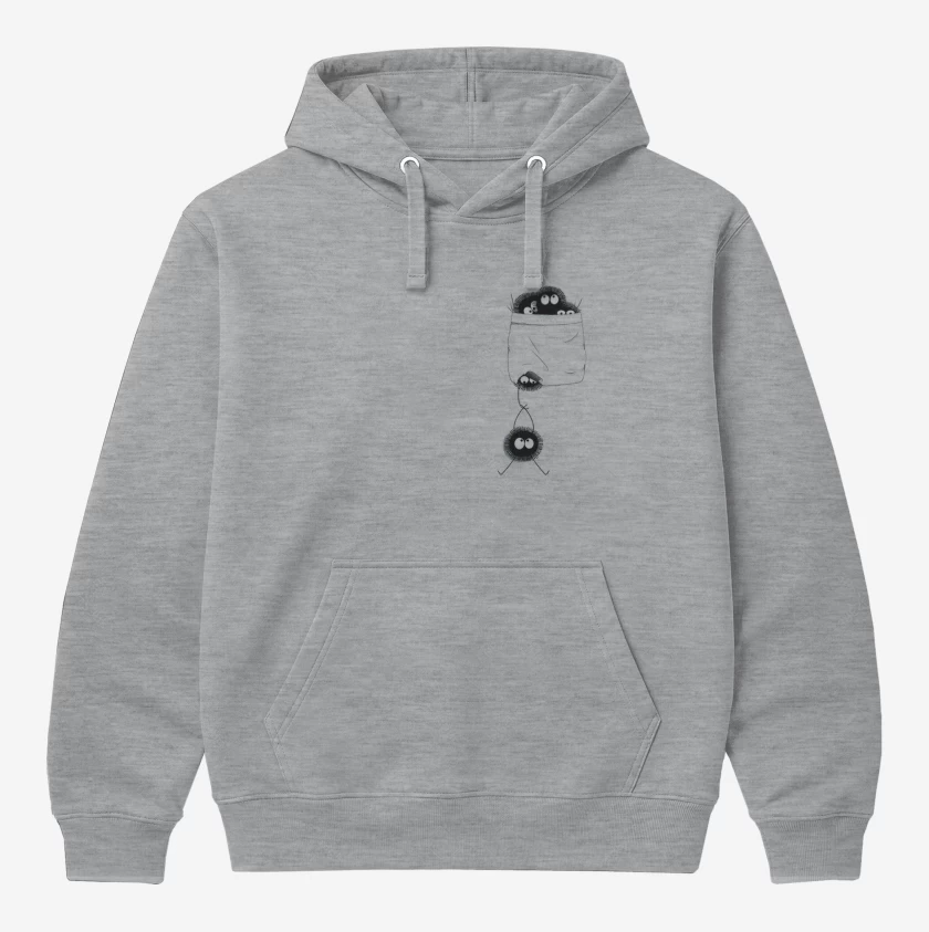 Polerón Canguro Gris Melange de Totoro bolsillo