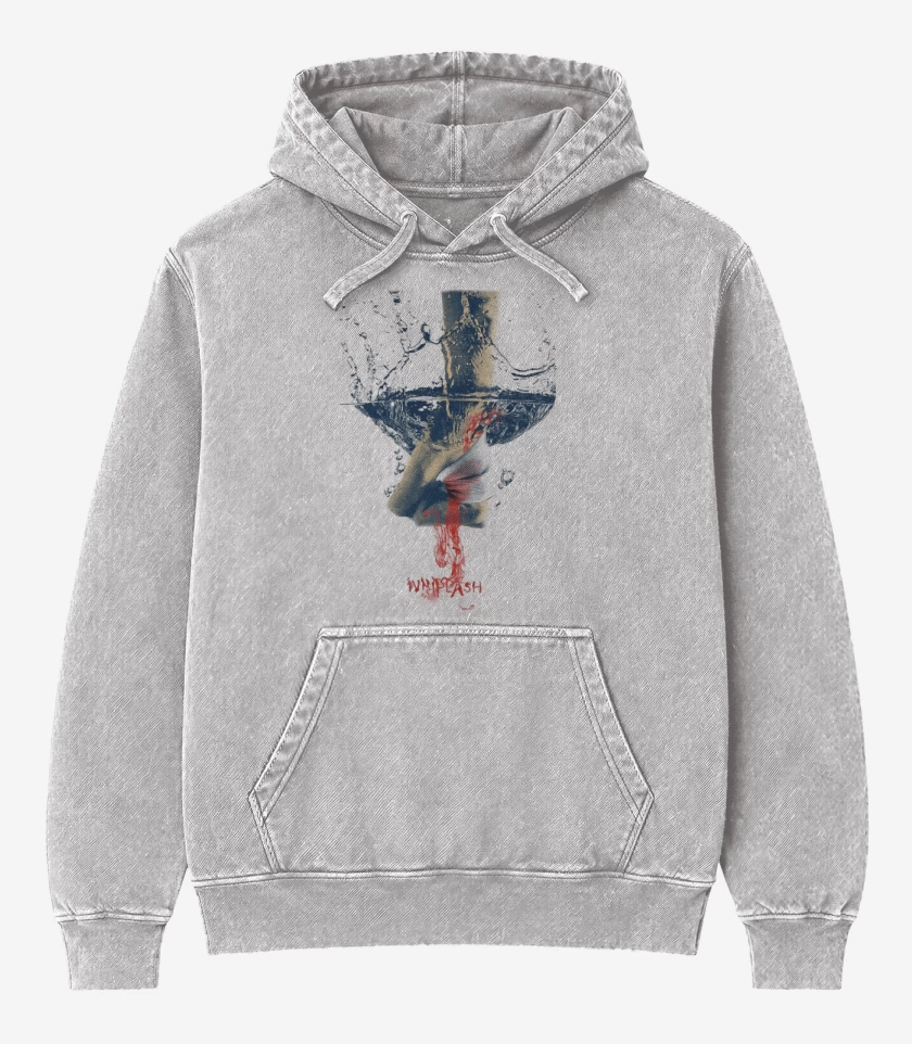 Poleron Canguro Acid Wash Gris Melange de Whiplash