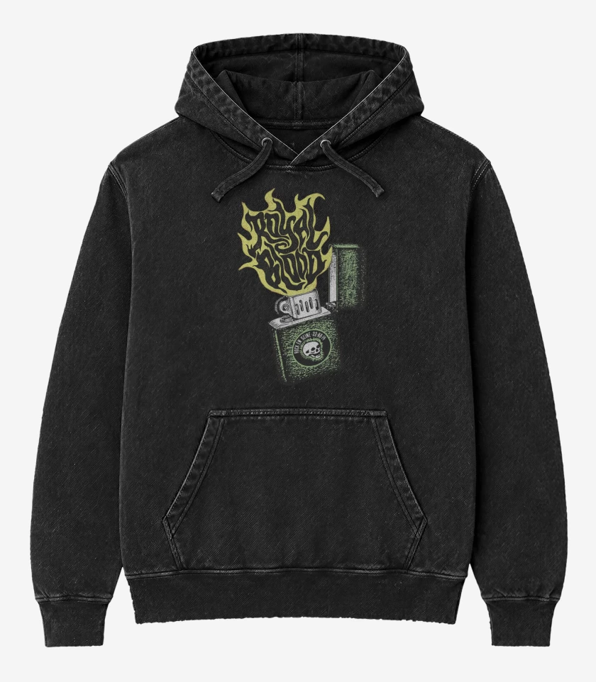 Poleron Canguro Acid Wash Negro de Royal blood 