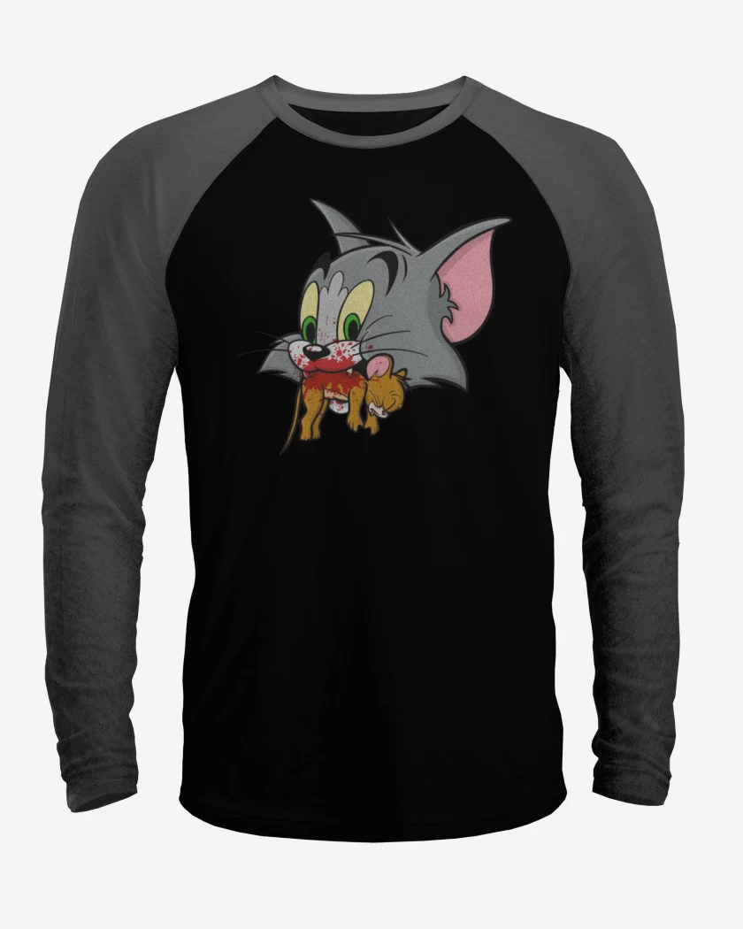 Polera Raglan Negro / Negro Heather de Tom y Jerry 