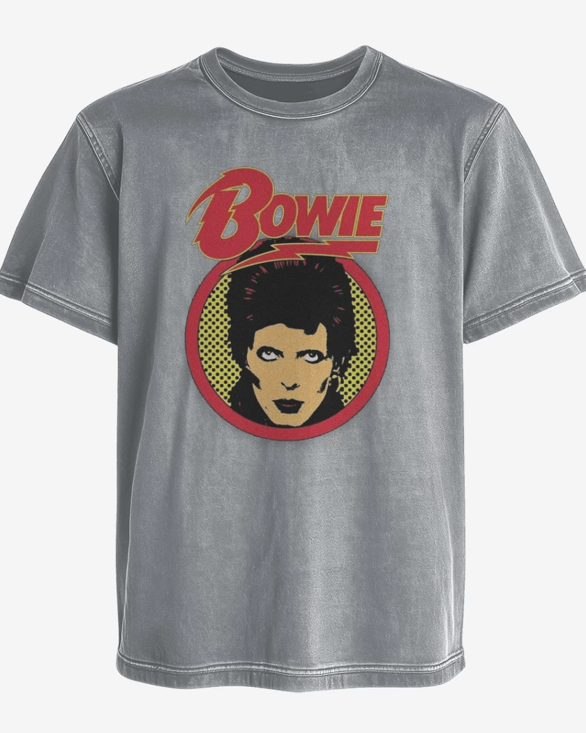Polera desgastada Gris Melange de David Bowie