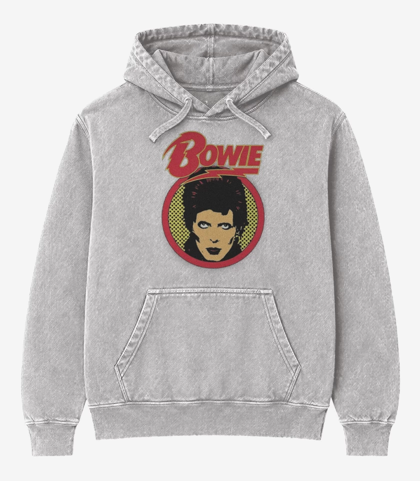 Poleron Canguro Acid Wash Gris Melange de David Bowie