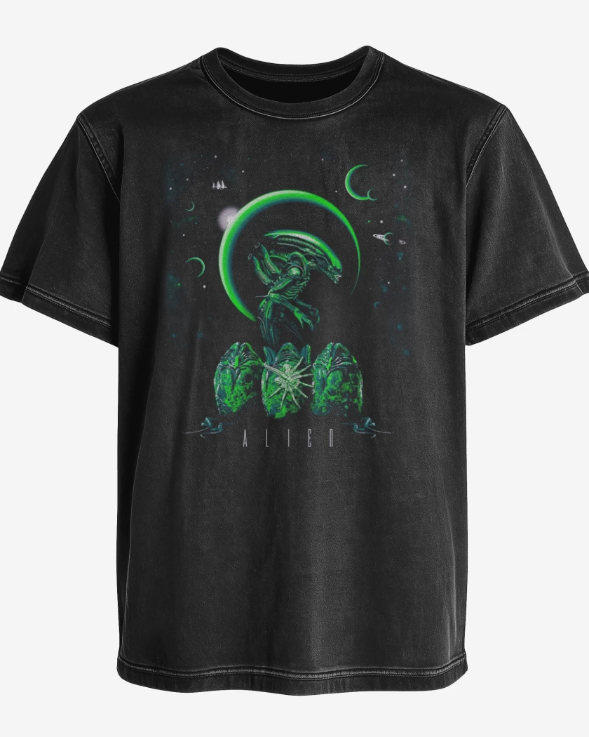 Polera desgastada Negro de Alien 