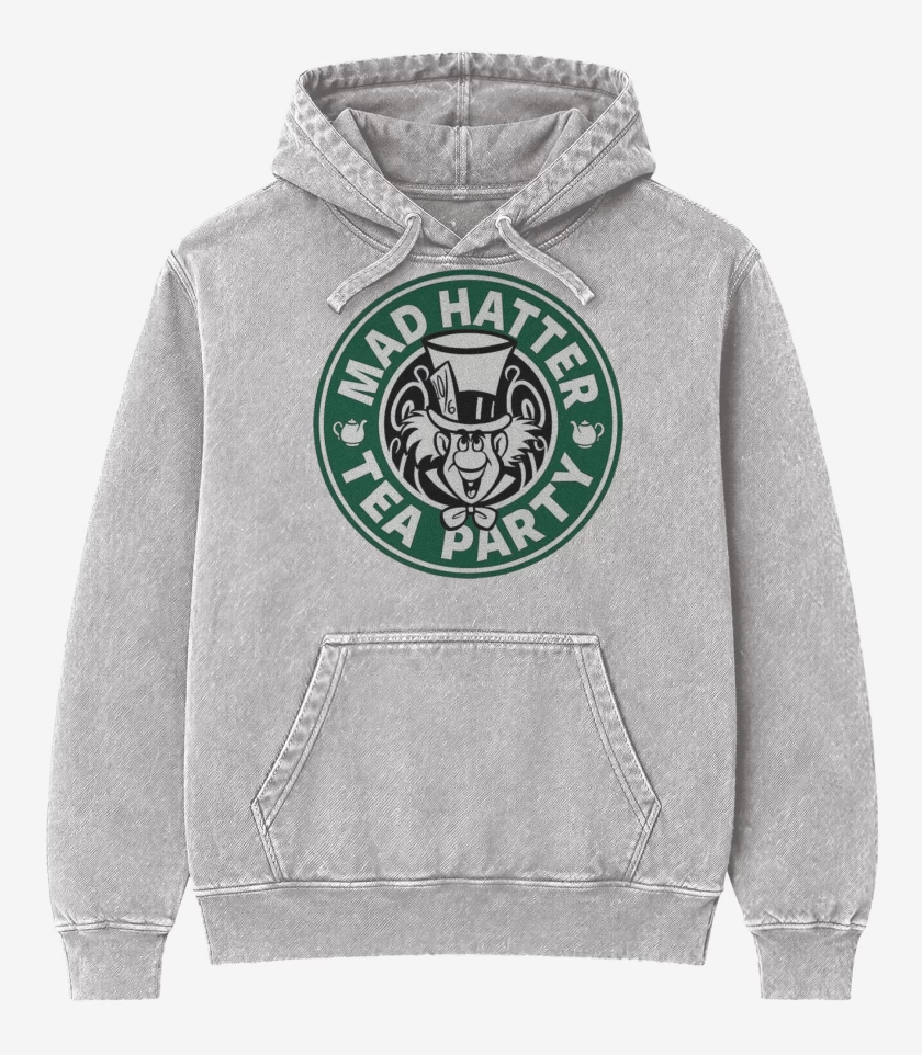 Poleron Canguro Acid Wash Gris Melange de Mad Hatter 