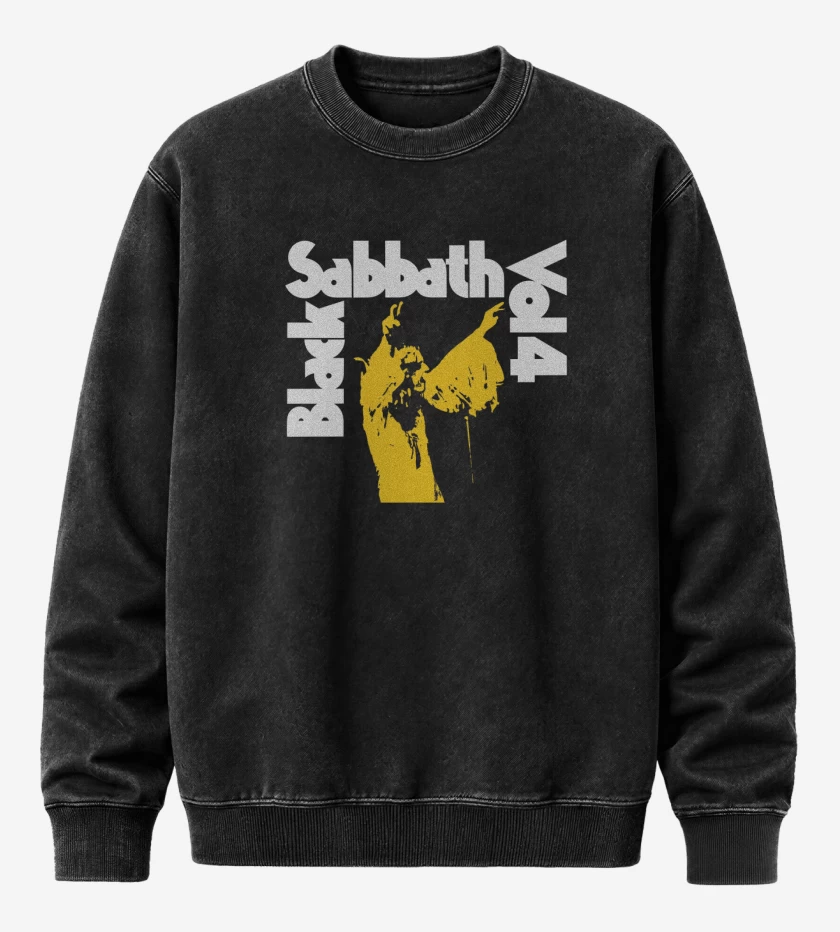Poleron Polo Acid Wash Negro de Black Sabbath Vol 4