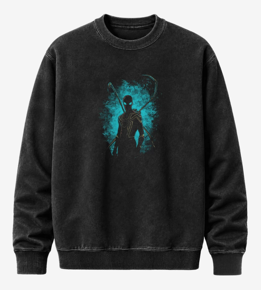 Poleron Polo Acid Wash Negro de araña de hierro