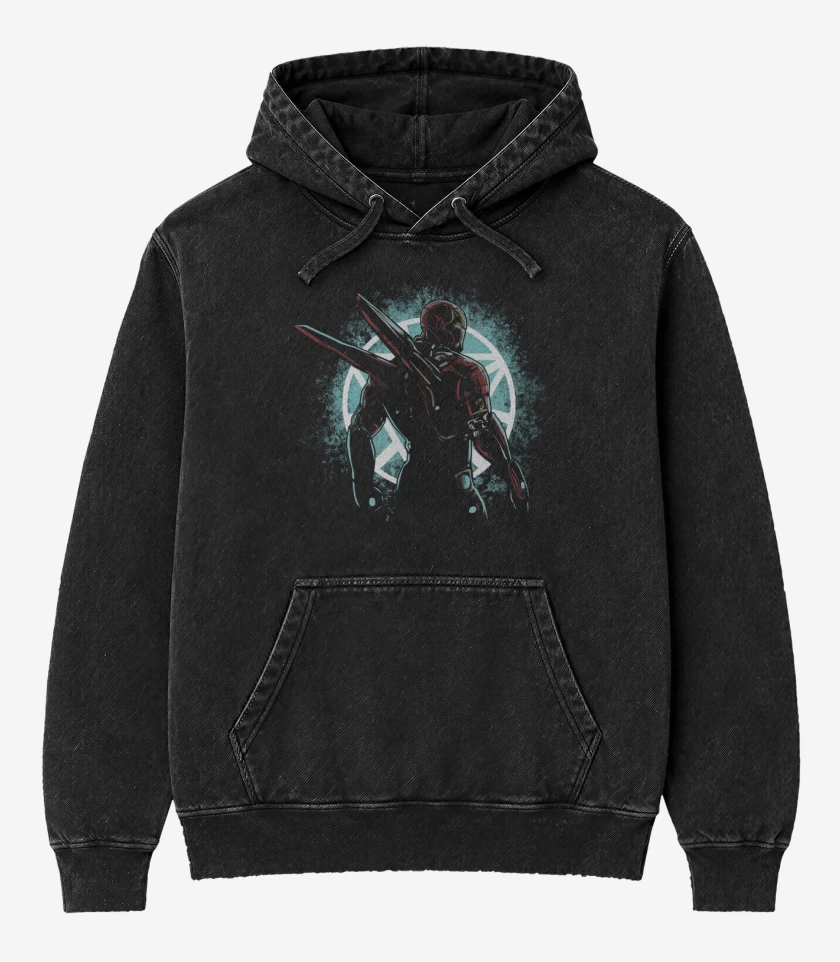 Poleron Canguro Acid Wash Hombre de hierro guerra infinita
