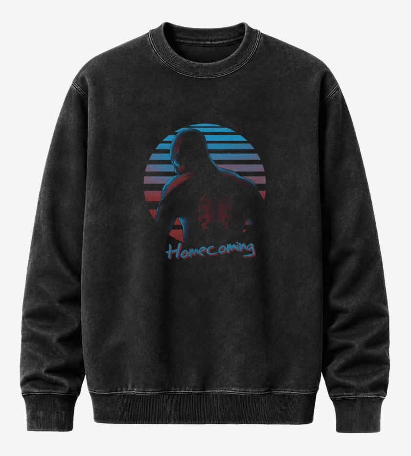Poleron Polo Acid Wash Negro de hombre araña regreso a casa