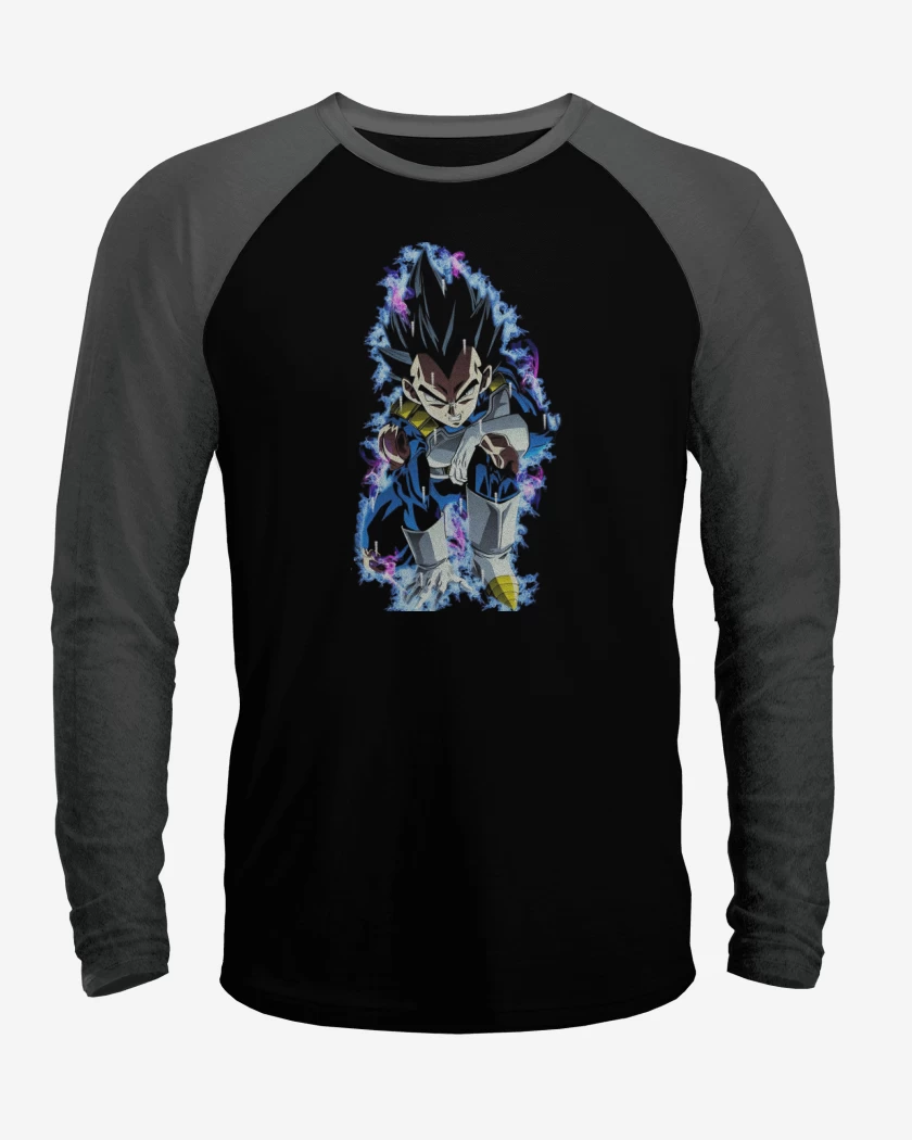 Polera Raglan Negro / Negro Heather de Vegeta dragon ball super