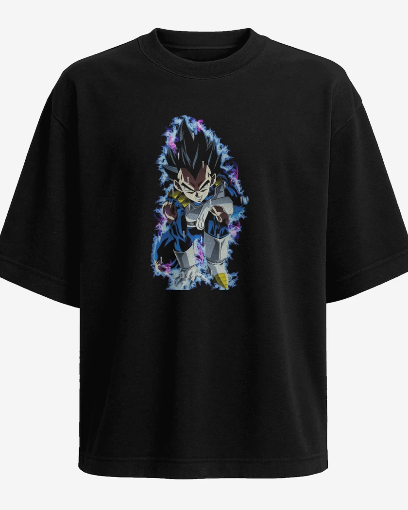 Polera Oversize Negro de Vegeta dragon ball super