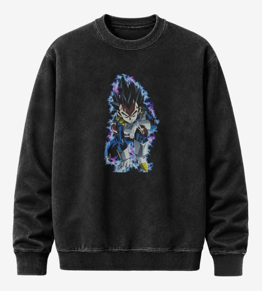Poleron Polo Acid Wash Negro de Vegeta dragon ball super