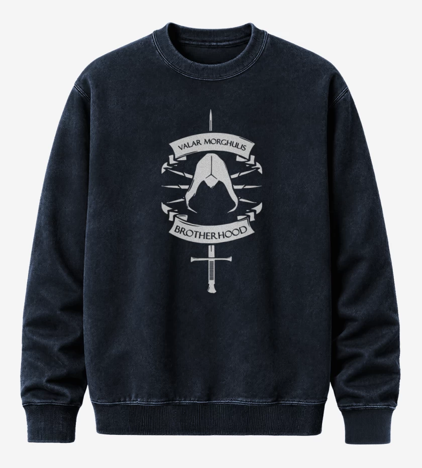 Poleron Polo Acid Wash Azul Marino de Valar Morghulis Brotherhood