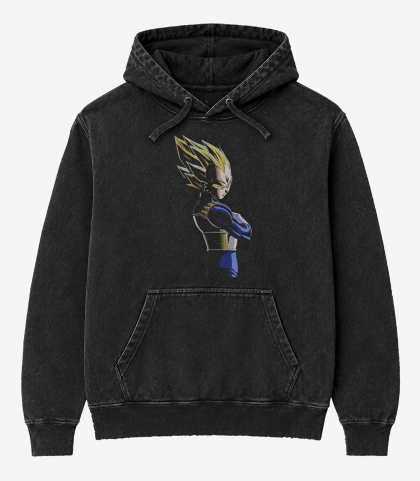 Poleron Canguro Acid Wash Negro de Vegeta N°2