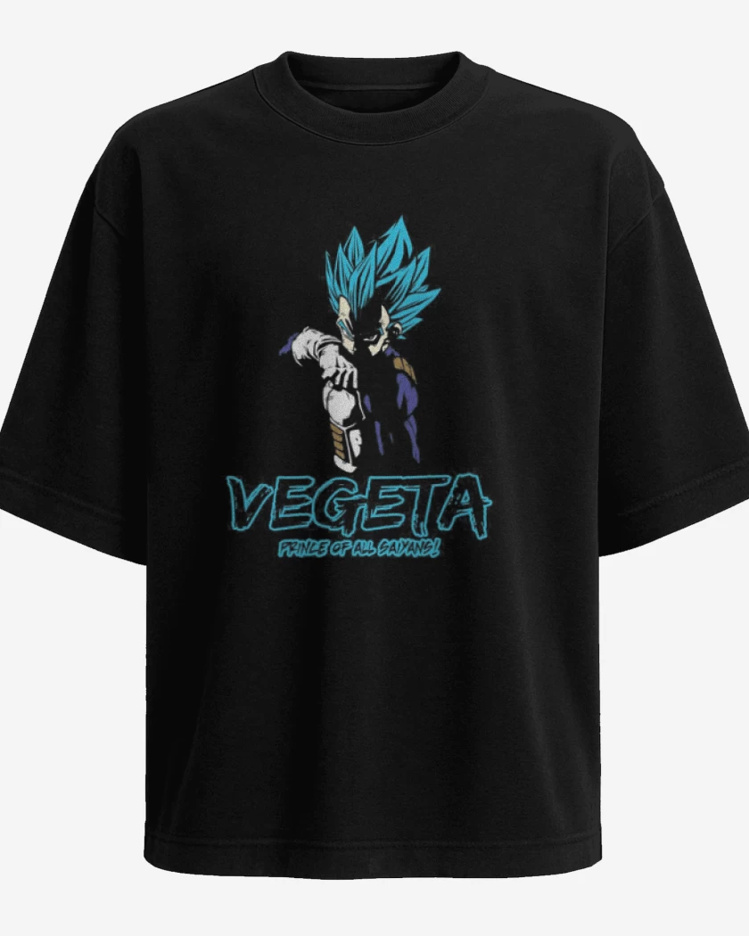 Polera Oversize Negro de Vegeta blue principe de todos los sayans