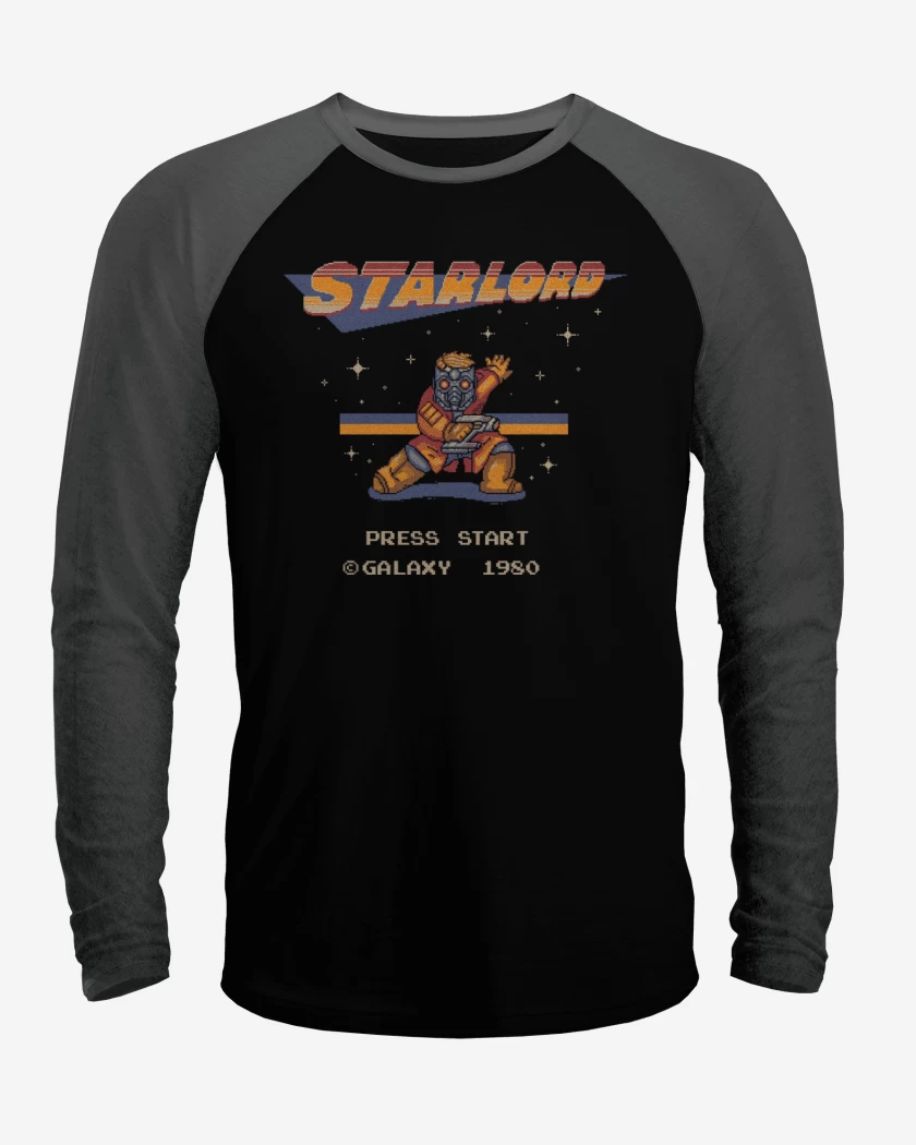 Polera Raglan Negro / Negro Heather de señor estrella press star