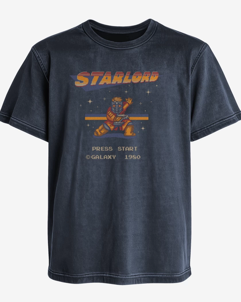 Polera desgastada Azul Marino de señor estrella press star