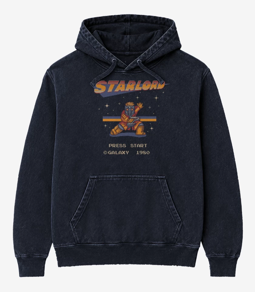 Poleron Canguro Acid Wash Azul Marino de señor estrella press star