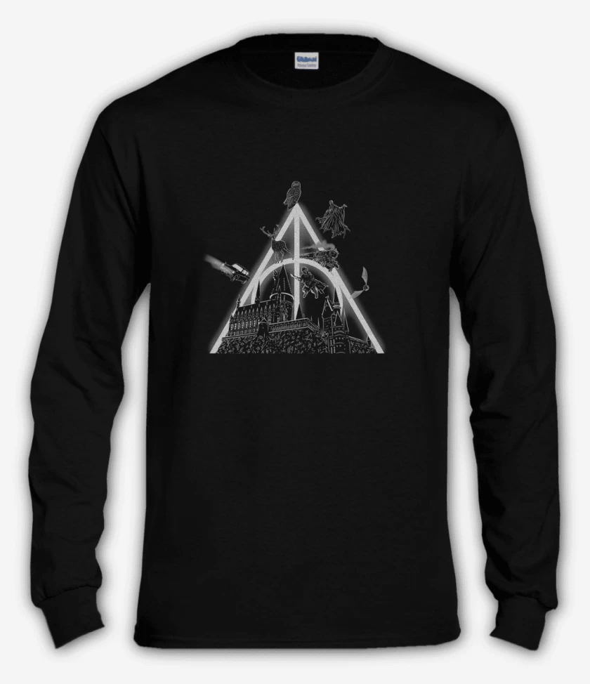 Polera manga larga Negro de Harry Potter castillo hogwarts