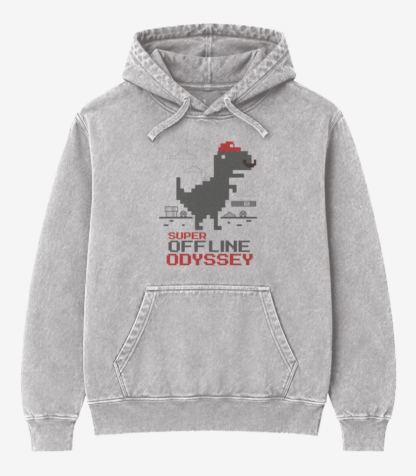 Poleron Canguro Acid Wash Gris Melange de Jurassic Bross