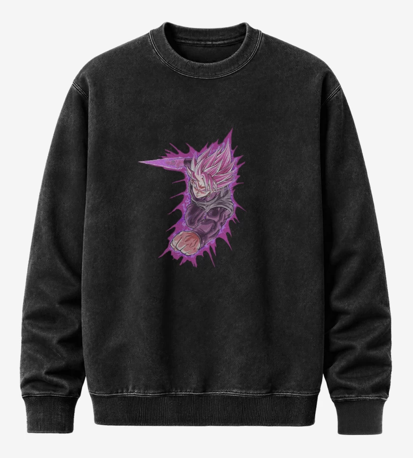 Poleron Polo Acid Wash Negro de Black Goku