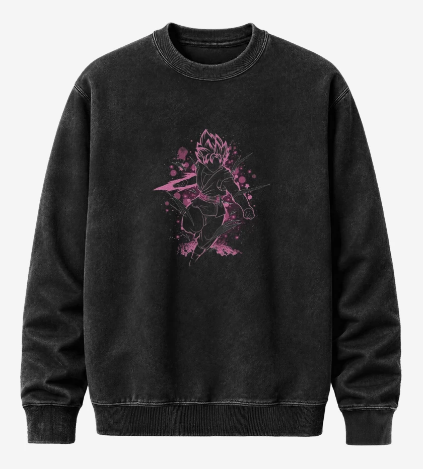 Poleron Polo Acid Wash Negro de Blackgoku zamas 