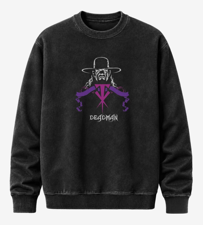 Poleron Polo Acid Wash Negro de Undertaker Deadman