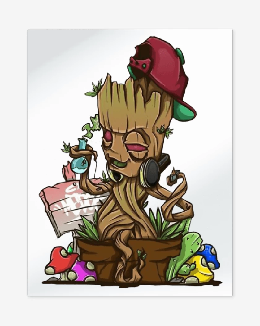 Print metalico Blanco de groot weed