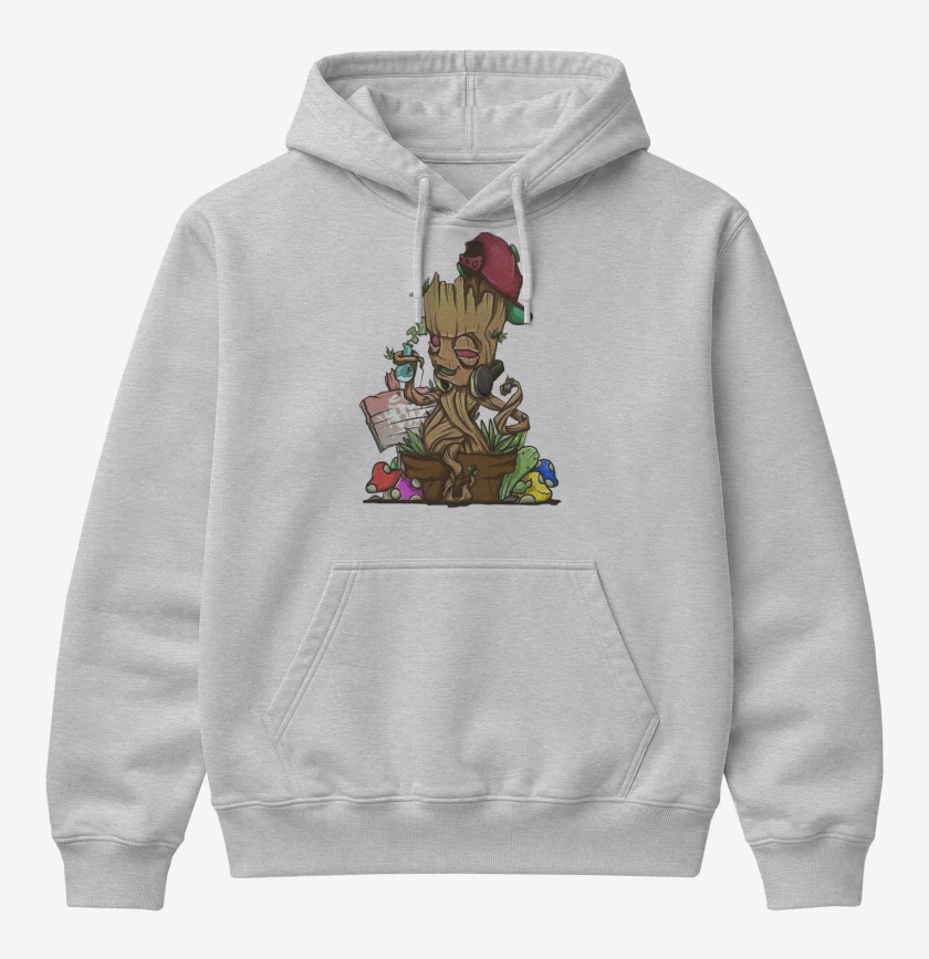 Poleron Canguro básico Gris Melange de groot weed