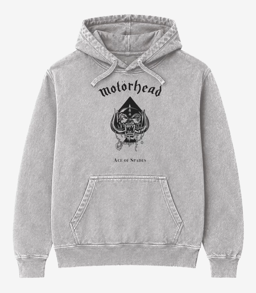 Poleron Canguro Acid Wash Gris Melange de Motorhead ace of spades