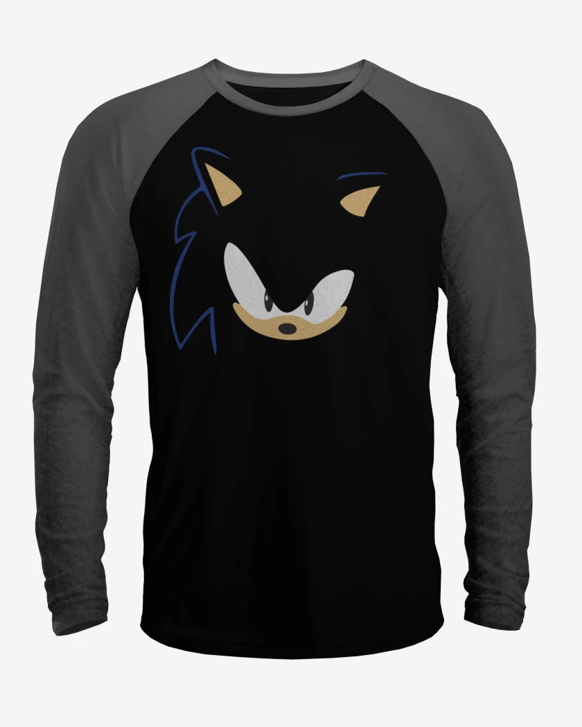 Polera Raglan Negro / Negro Heather de Sonic Face