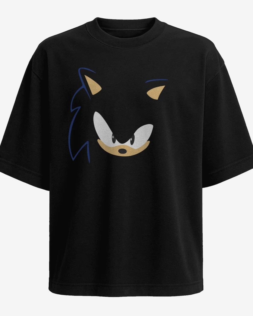 Polera Oversize Negro de Sonic Face