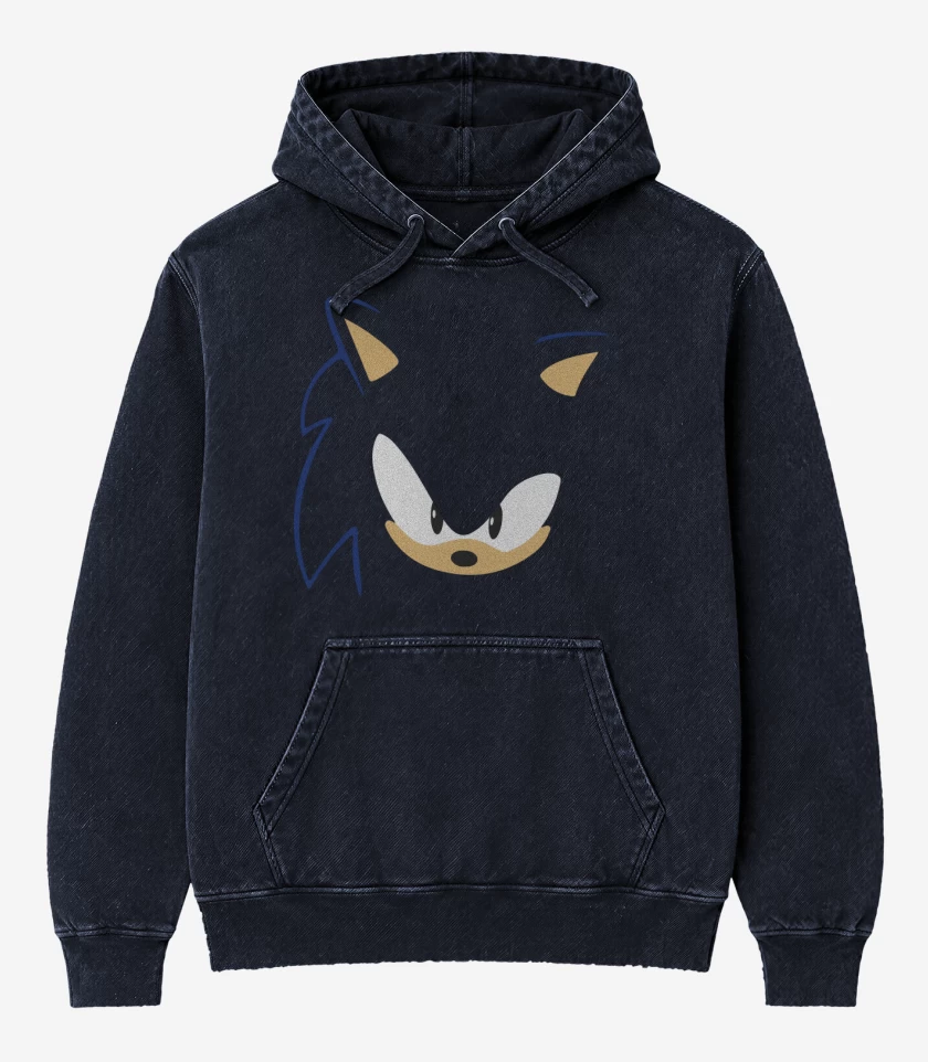 Poleron Canguro Acid Wash Azul Marino de Sonic Face