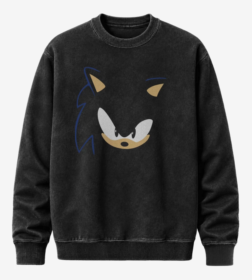 Poleron Polo Acid Wash Negro de Sonic Face