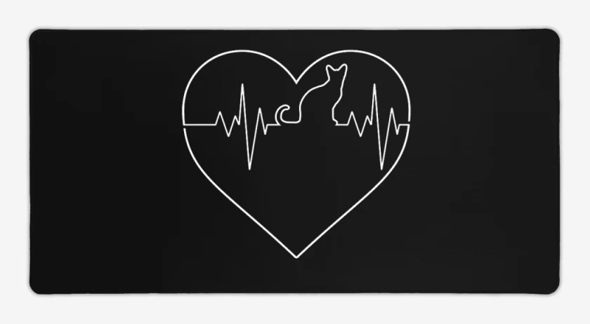 Mouse pad Gamer Negro de corazon de gat@