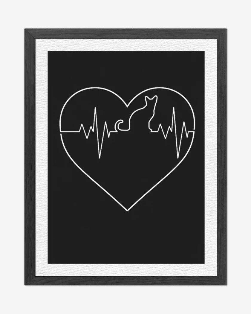Cuadro decorativo Negro de corazon de gat@
