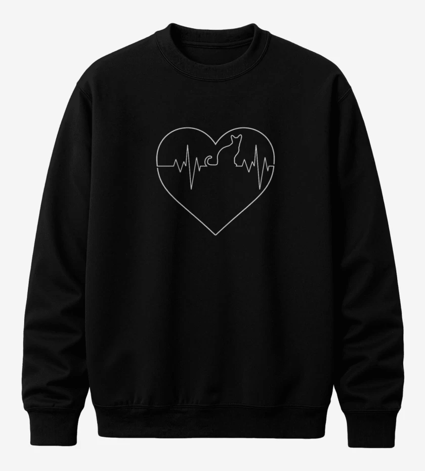 Poleron polo Negro de corazon de gat@
