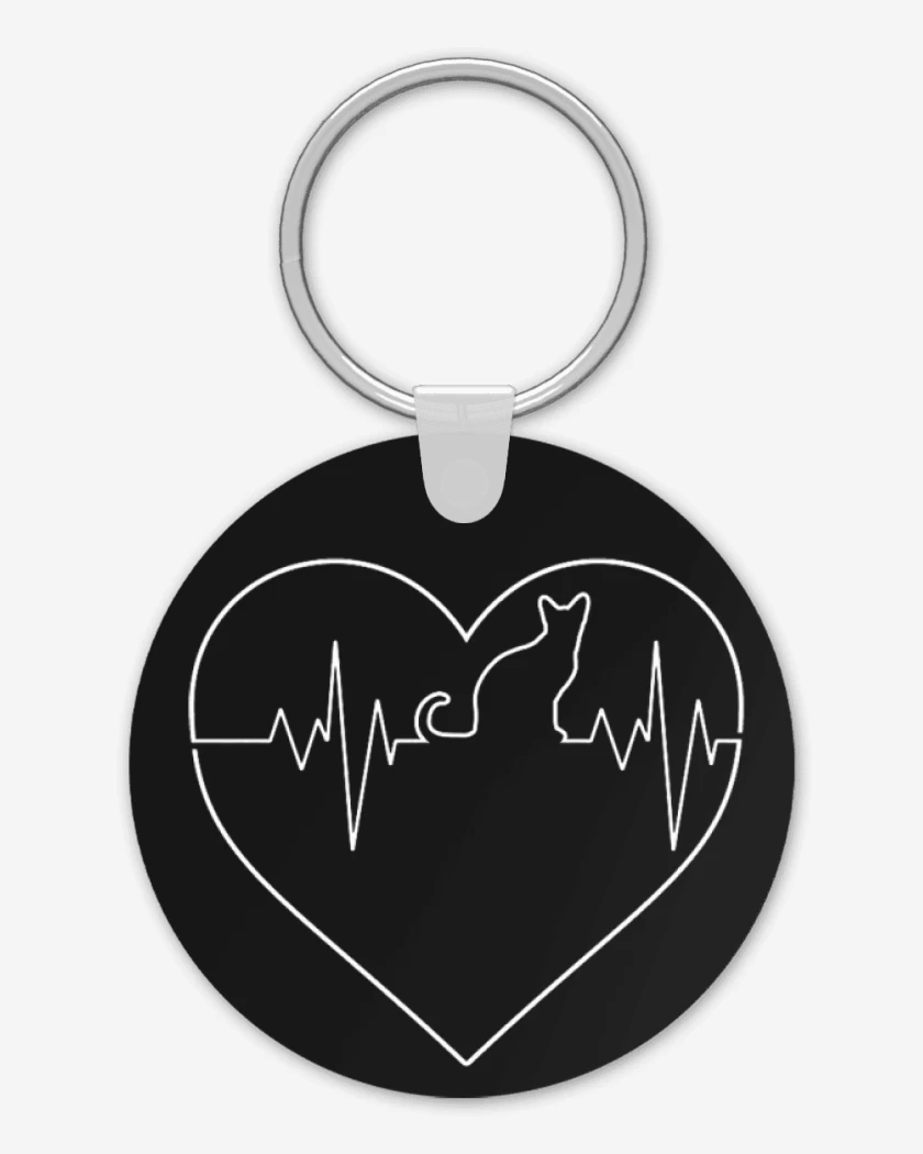 Llavero Negro de corazon de gat@